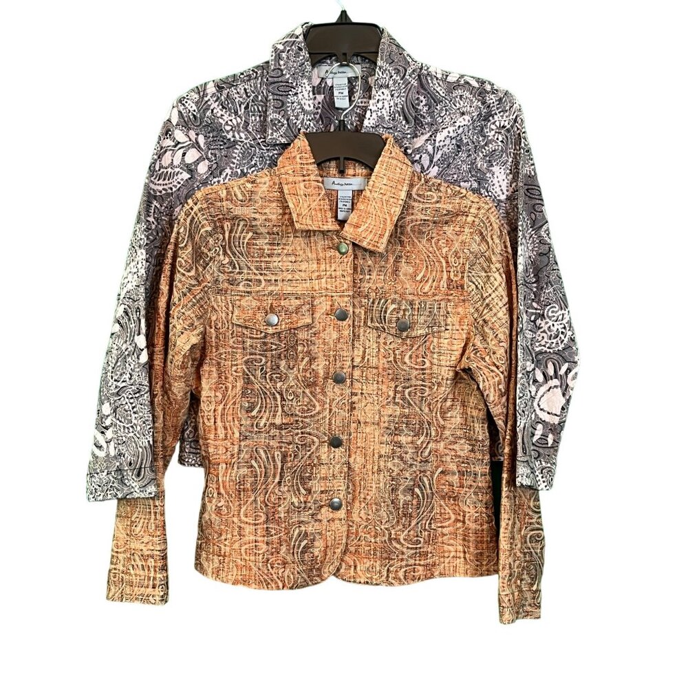 Analogy Women's Jean‎ Jacket Style Set of 2 Orange / Gray - Sz Pet Medium MP